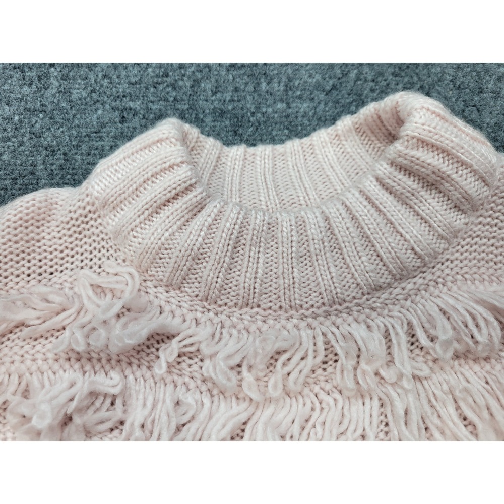 Urban Outfitters Shaggy Fringe Knit Sweater Pink Mock Neck Cropped Medium UO - Picture 10 of 16